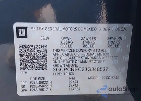 2018 Chevrolet Silverado 1500 1Lt z USA, uszkodzony, nr VIN 3GCPCREC2JG348537